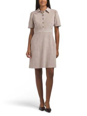 LONDON TIMES Corduroy Inset Waist Mini Dress